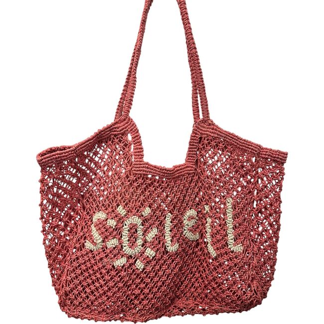 St Jean Jute Beach Tote "Soleil", pink