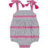 Zoe Baby Romper Marine Stripe Embroidery, Blue - Rompers - 1 - thumbnail