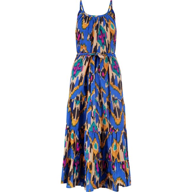 Sabine Womens Maxi Dress Fiesta Blue Ikat, Blue