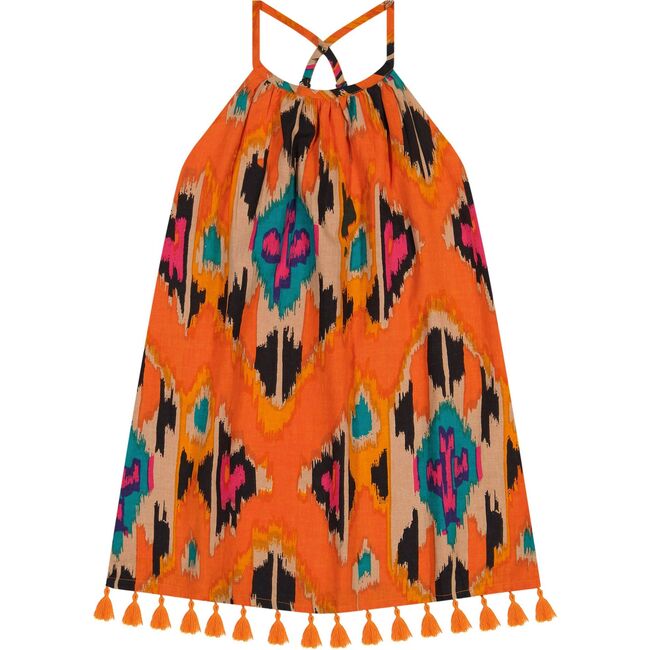 Mini Chantal Girls Dress Fiesta Sunset Ikat, Orange
