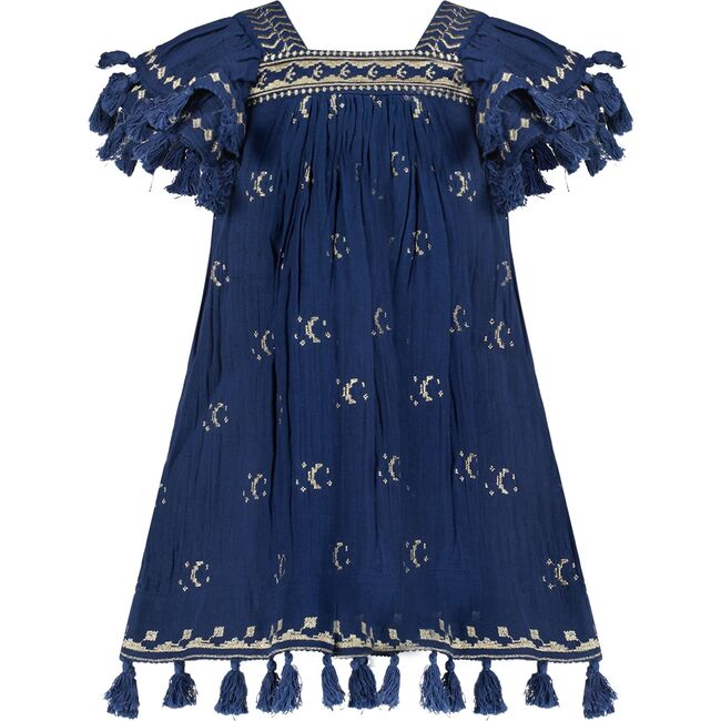 Mini Sandrine Womens Dress Galaxy Embroidery, Blue