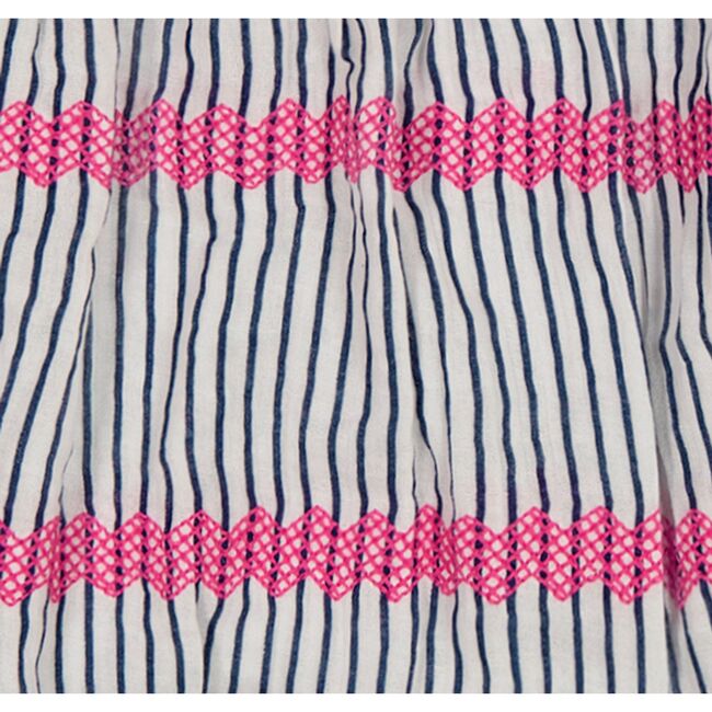 Zoe Baby Romper Marine Stripe Embroidery, Blue - Rompers - 3