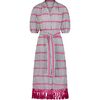 Estelle Womens Fringed Shirtdress Marine Stripe Embroidery, Blue - Dresses - 1 - thumbnail