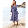 Genevieve Womens Ruffle Wrap Dress Chambray Ikat, Blue - Dresses - 2