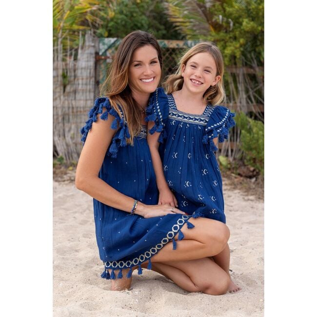 Mini Sandrine Womens Dress Galaxy Embroidery, Blue - Cover-Ups - 3