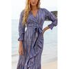 Genevieve Womens Ruffle Wrap Dress Chambray Ikat, Blue - Dresses - 3