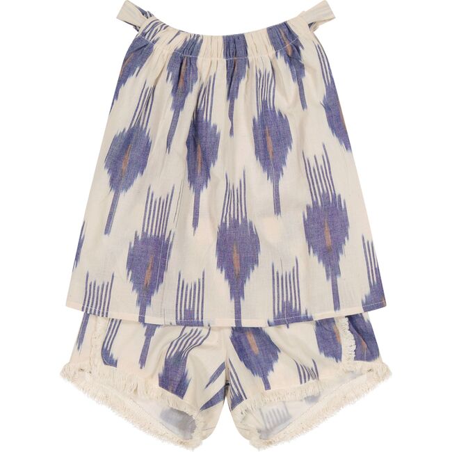 Colette Girls Top and Short Set La Creme Ikat, Cream