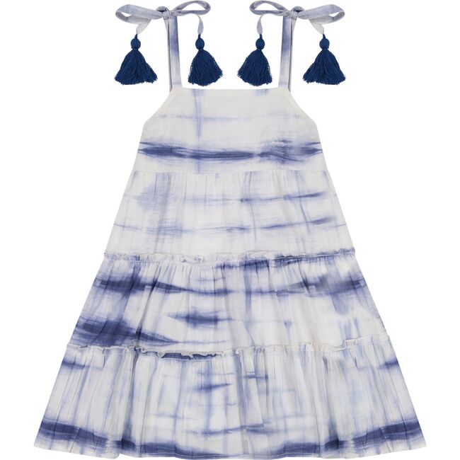 Bella Girls Shoulder Tie Sundress Navy Shibori, Blue