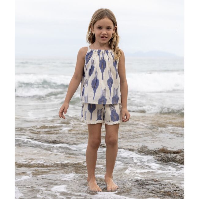 Colette Girls Top and Short Set La Creme Ikat, Cream - Mixed Apparel Set - 3
