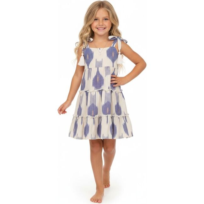 Bella Girls Shoulder Tie Sundress La Ceme Ikat, Cream