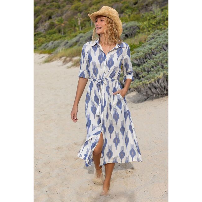 Anais Women's Shirtdress La Creme Ikat, Cream