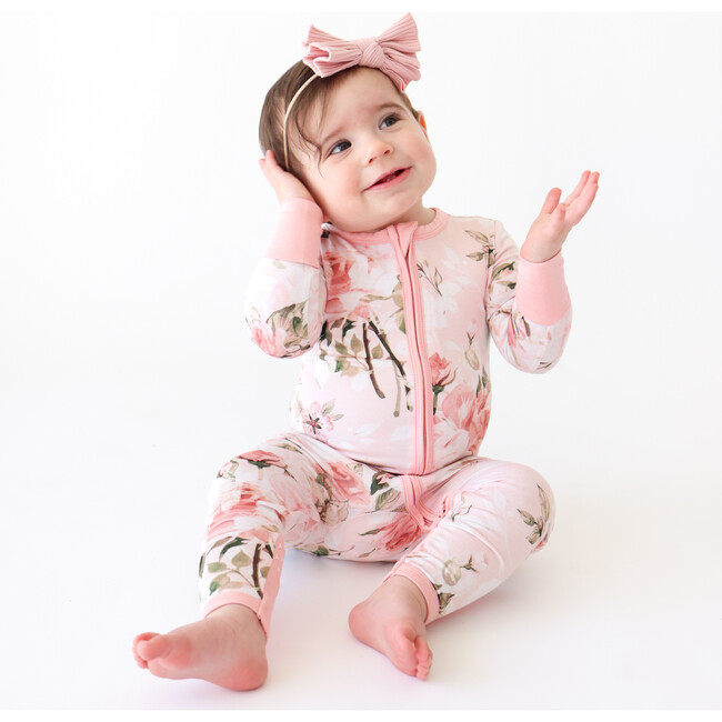 Vintage Convertible One-Piece Footie, Pink Rose - Footie Pajamas - 4