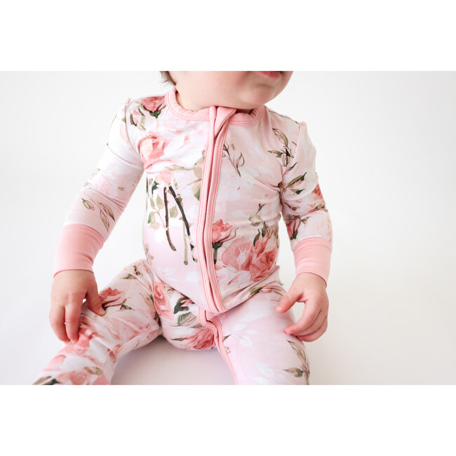 Vintage Convertible One-Piece Footie, Pink Rose - Footie Pajamas - 5
