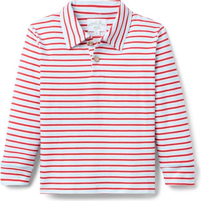 Reid Long Sleeve Polo, Valentine Stripe