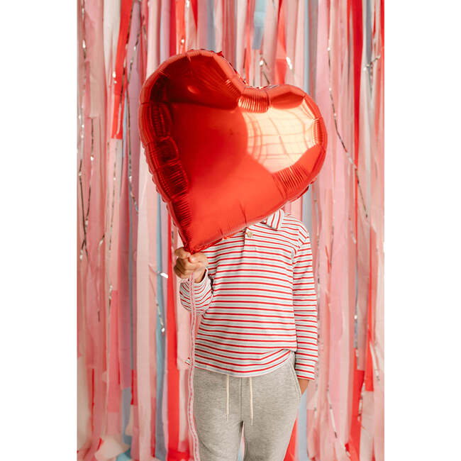 Reid Long Sleeve Polo, Valentine Stripe