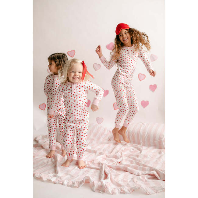 Morgan PJ Set, Heart Print Pink - Pajamas - 3