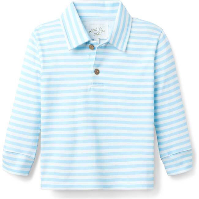 Reid Long Sleeve Polo, Cloud Stripe