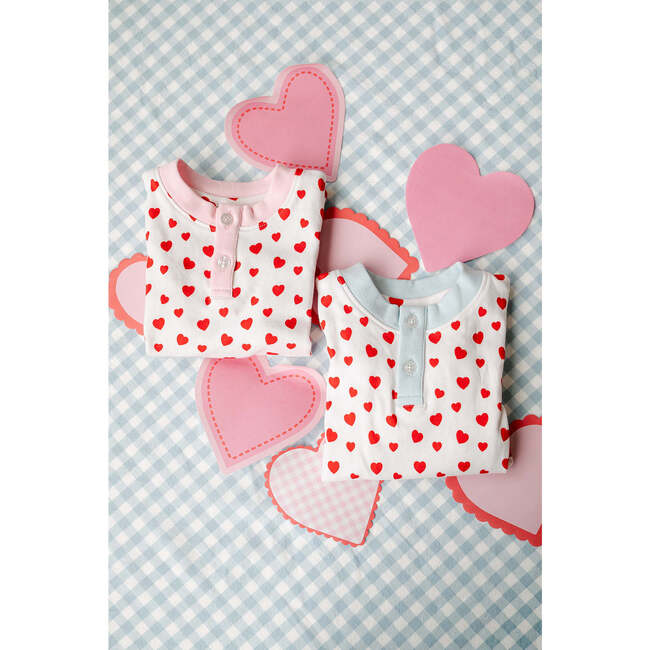 Morgan PJ Set, Heart Print Blue - Pajamas - 3