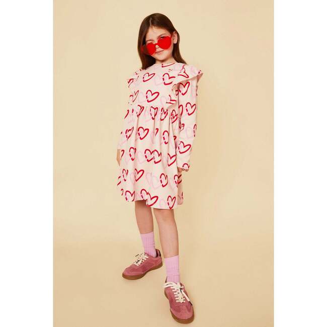 Recycled Cotton Hearts Kid Ruffle Dress