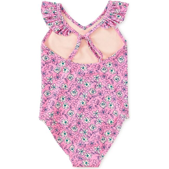 Ruffle One-Piece Swimsuit, Carnation Toss - One Pieces - 3
