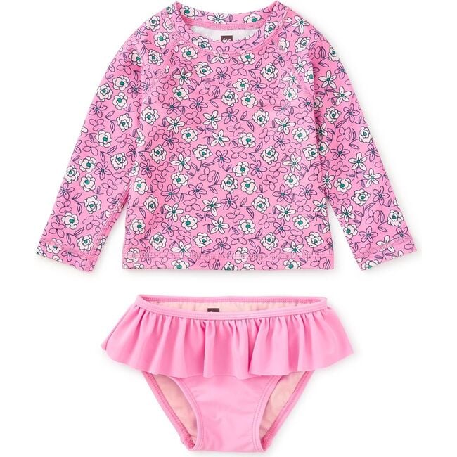 Rash Guard Baby Swim Set, Carnation Toss
