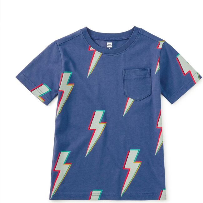 Printed Pocket Tee, Lightning Bolts