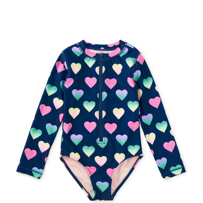 Long Sleeve One-Piece Swimsuit, Ombre Hearts