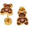 Teddy Bear Studs, Brown - Earrings - 1 - thumbnail