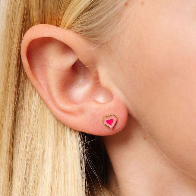 Radiant Heart Studs, Pink