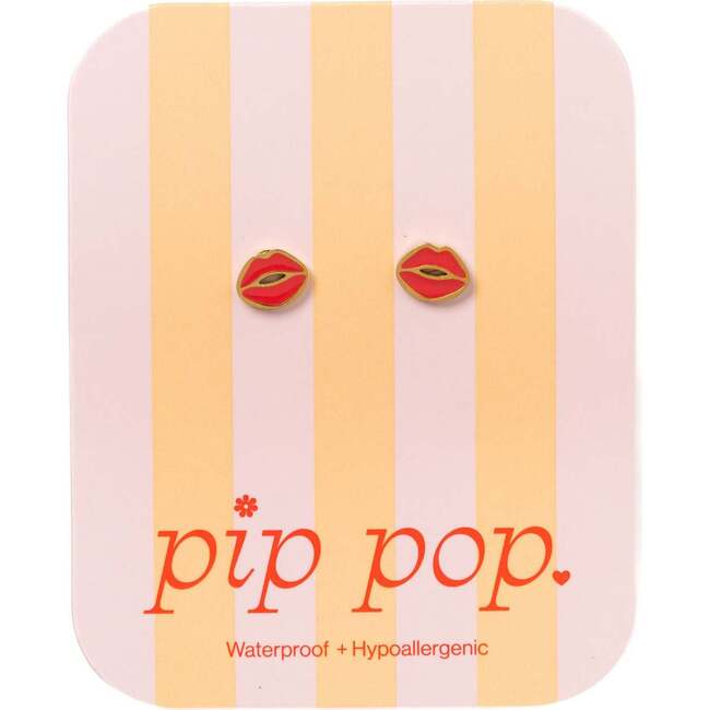 Lips Studs, Red - Earrings - 3