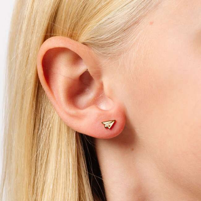 Paper Airplane Studs, White