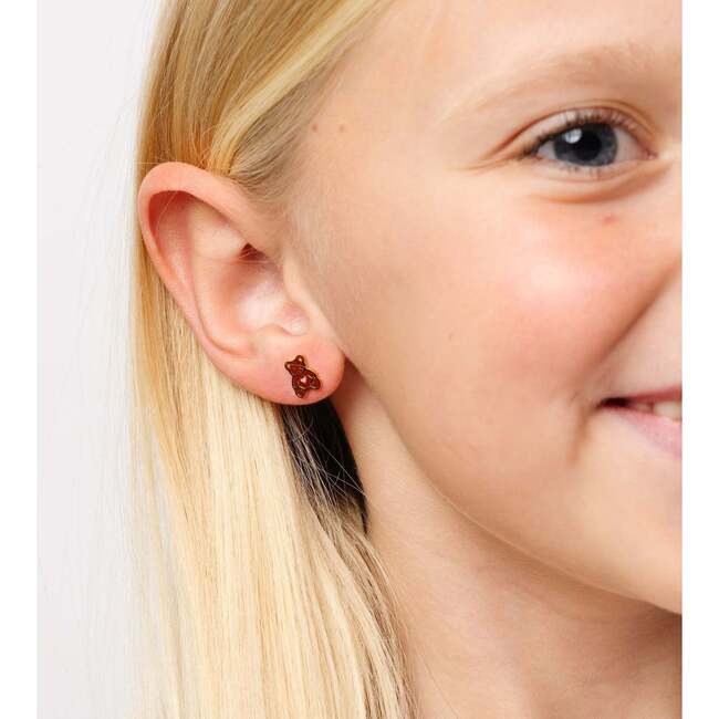 Teddy Bear Studs, Brown - Earrings - 4