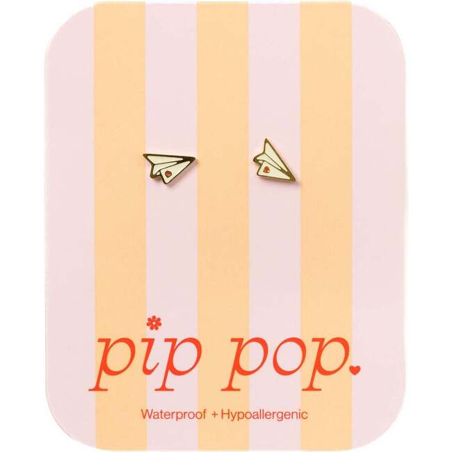 Paper Airplane Studs, White - Earrings - 3