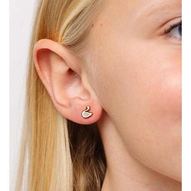 Swan Studs, White - Earrings - 4