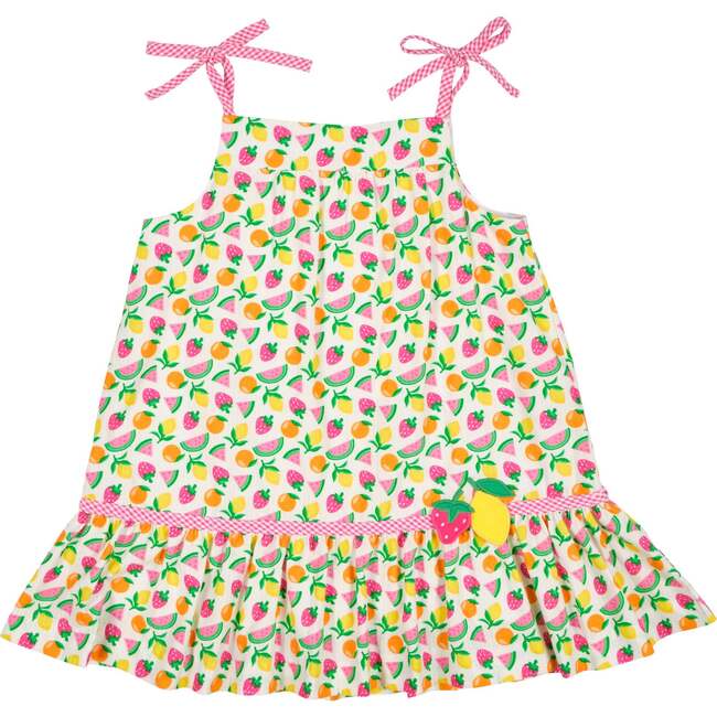 Printed Seersucker Dress With Fruit