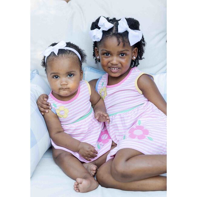 Stripe Knit Romper With Flowers