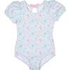 Floral Print Swimsuit with Puff Sleeves - One Pieces - 1 - thumbnail