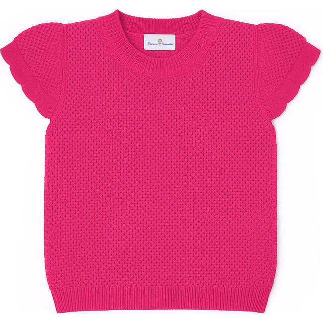 Short Sleeve Sweater With Scallop Edges