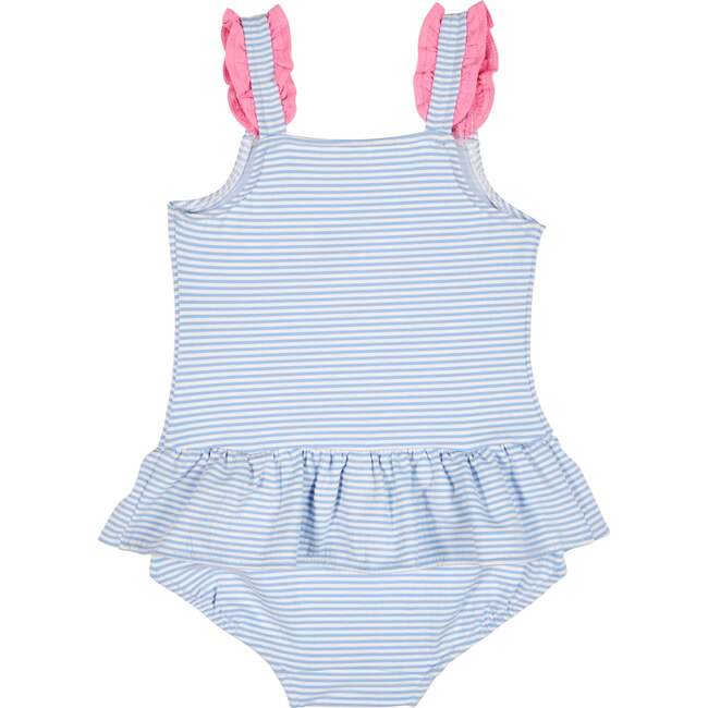 Seersucker Swimsuit With Flowers - One Pieces - 3