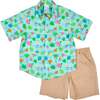 Printed Linen-Look Camp Shirt - T-Shirts - 2
