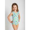 Tropical Print Ruffle Neck Swimsuit - One Pieces - 2