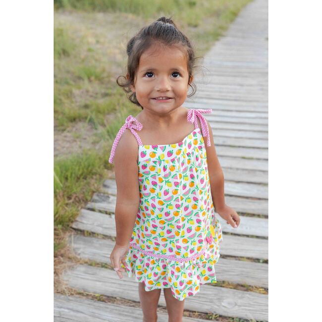 Printed Seersucker Dress With Fruit