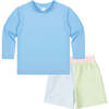 Blue Long Sleeve Rashguard - Swim Trunks - 3