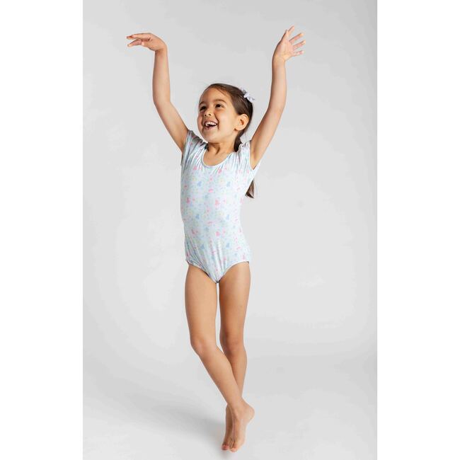 Floral Print Swimsuit with Puff Sleeves