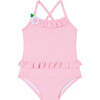 Stripe Seersucker Swimsuit with Flower - One Pieces - 1 - thumbnail