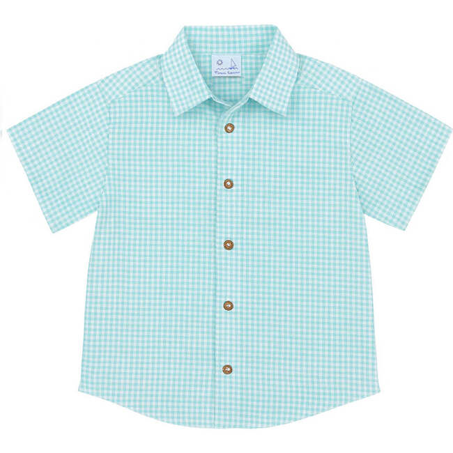 Gingham Linen Look Camp Shirt