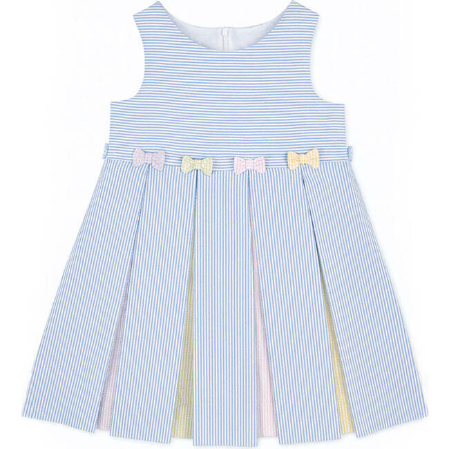 Multicolor Seersucker Pleated Dress