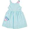 Gingham Linen-Look Dress With Flowers - Dresses - 1 - thumbnail