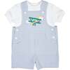 Seersucker Shortall With Airplane - Rompers - 4