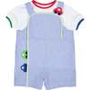 Seersucker Shortall With Cars - Rompers - 2